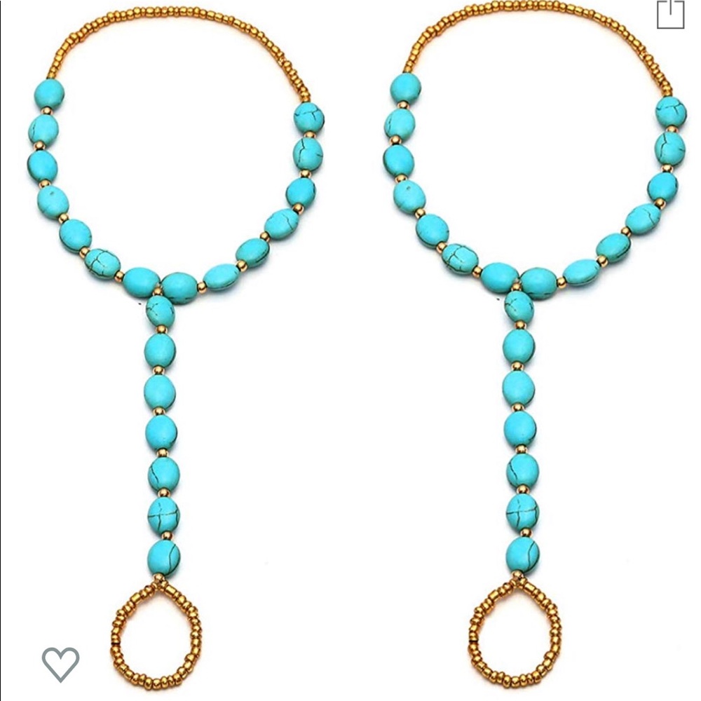1 Pair Sandal Beach Turquoise  Foot Jewelry
